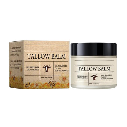 Organic Grass-Fed Beef Tallow Balm with Raw Honey - Moisturizing Cream for Soft, Smooth Skin